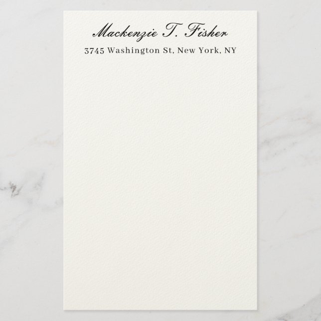 Classical Calligraphy Elegant Plain Black & White Briefpapier (Vorderseite)