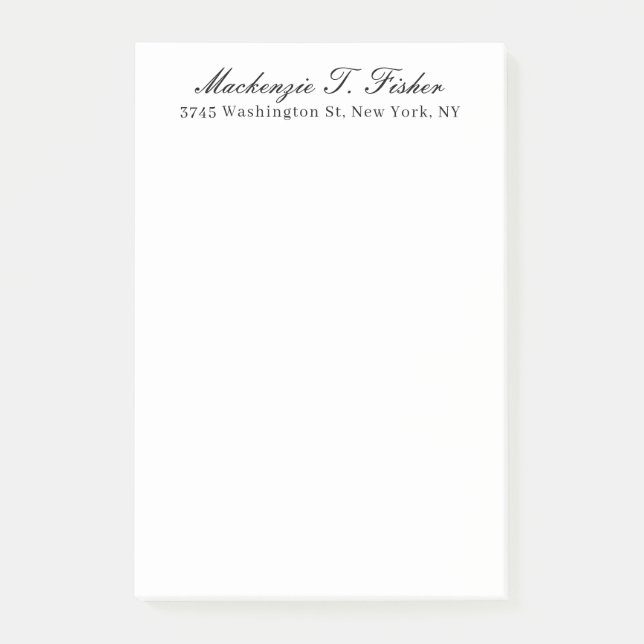 Classical Calligraphy Elegant Plain Black & White Post-it Klebezettel (Vorderseite)