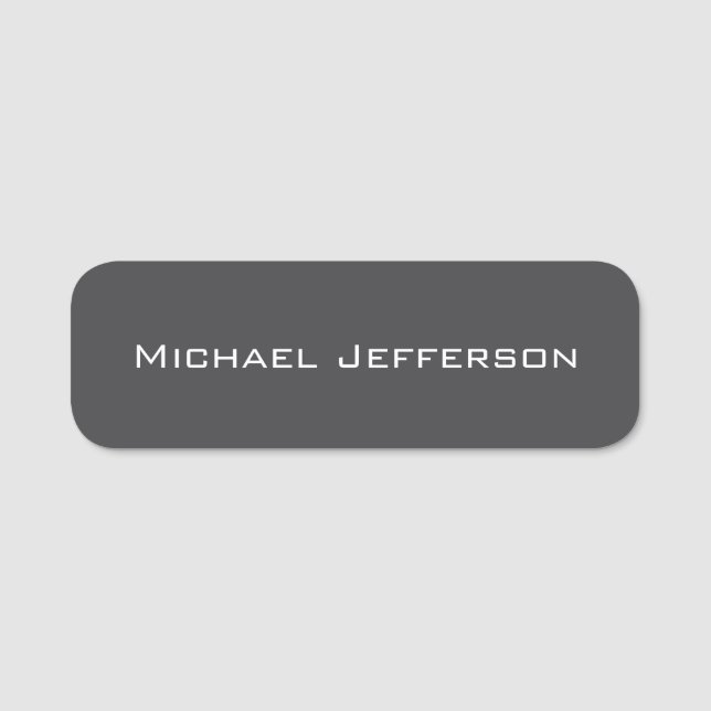 Classical Creative Trendy Dark Grey & White Namensschild (Vorderseite)