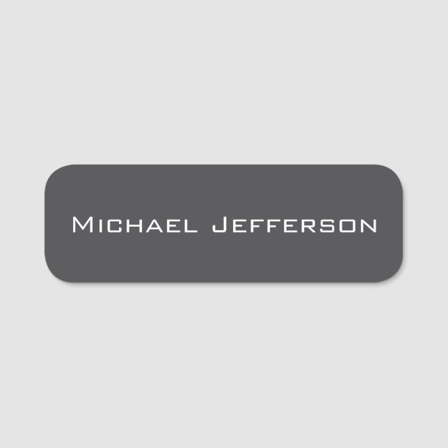 Classical Creative Trendy Dark Grey & White Namensschild (Vorderseite)