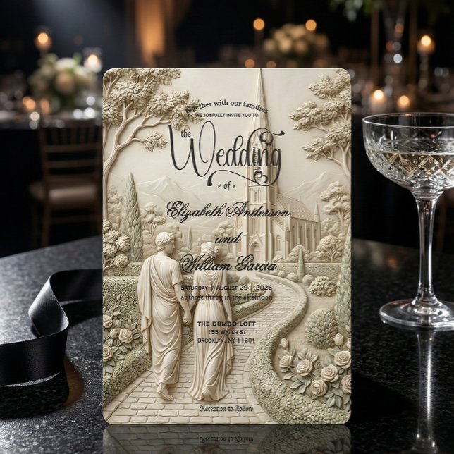 Classical Dark Academia Grecian Art Wedding Einladung (Von Creator hochgeladen)