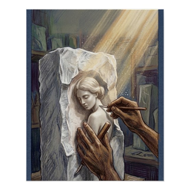  Classical Marble Carving Illustration Poster (Vorderseite)