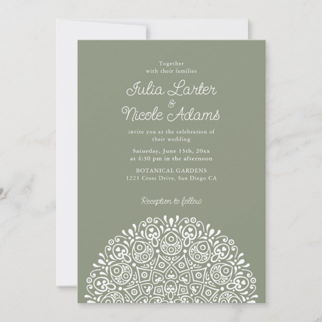 Classical Ornate Art Deco Style Mandala Wedding Einladung (Vorderseite)