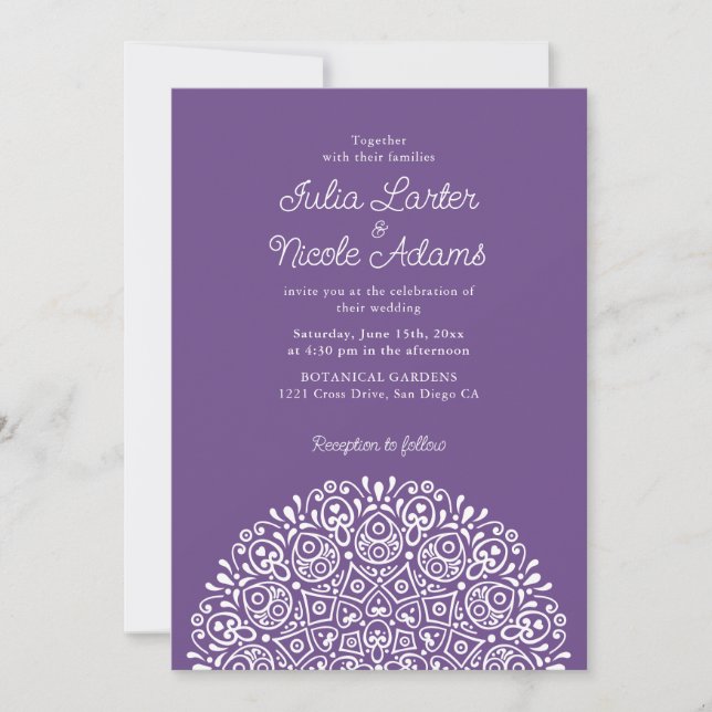 Classical Ornate Art Deco Style Mandala Wedding Einladung (Vorderseite)