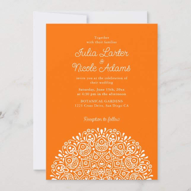 Classical Ornate Art Deco Style Mandala Wedding Einladung (Vorderseite)
