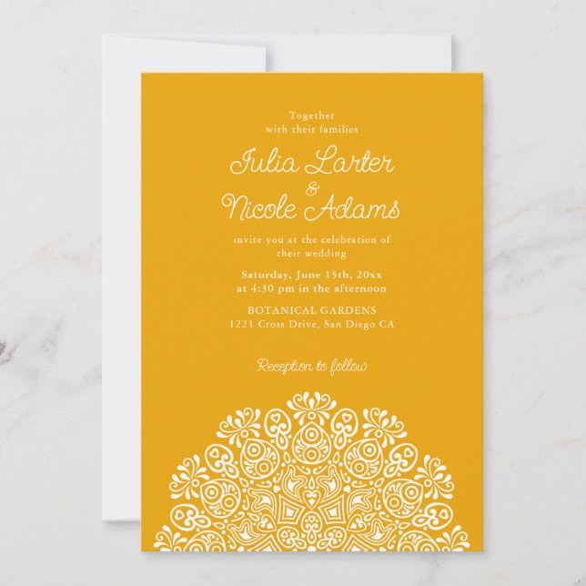 Classical Ornate Art Deco Style Mandala Wedding Einladung (Vorderseite)