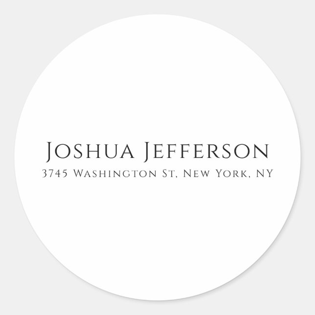 Classical Professional Creative Plain Black White Runder Aufkleber (Vorderseite)