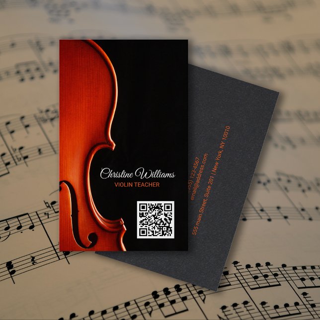 Classical String Music Teacher Professional QRcode Visitenkarte (Classical String Music Teacher Professional QRcode Business Card)