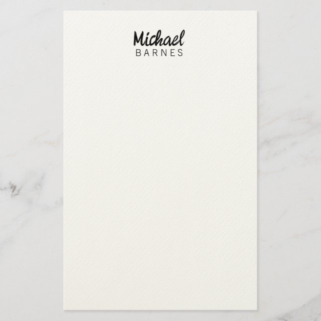 Classical White Minimalist Plain Elegant Briefpapier (Vorderseite)