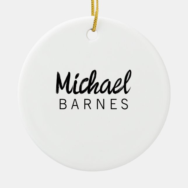 Classical White Minimalist Plain Elegant Keramik Ornament (Vorne)