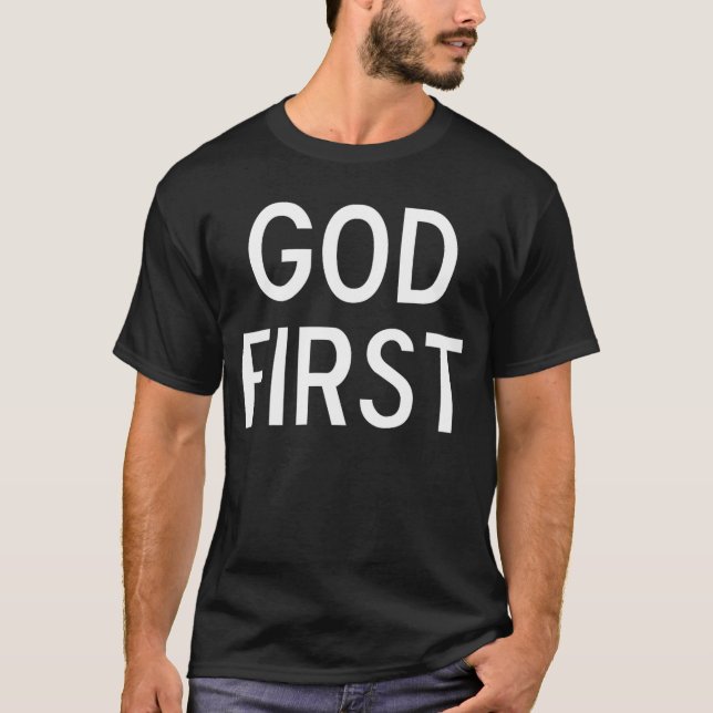 Classicetees God First Christian Bible Faith Famil T-Shirt (Vorderseite)