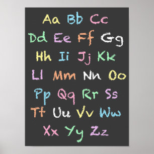 Classroom Pastel Alphabet Chalkboard Poster