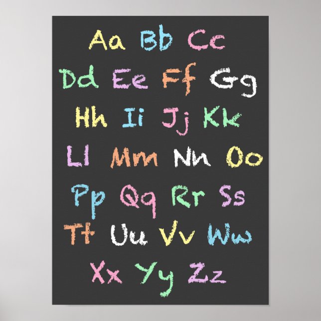 Classroom Pastel Alphabet Chalkboard Poster (Vorne)