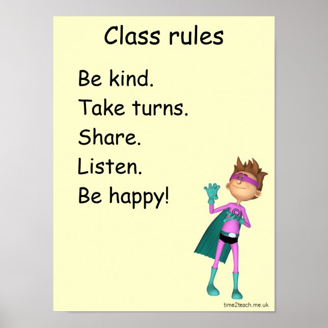Classroom Rules Poster / sign (Vorne)