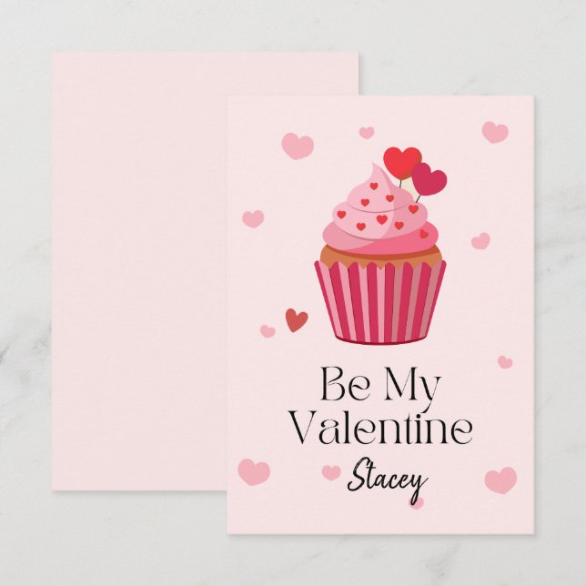 Classroom Valentine Be Mine Cupcake (Vorne/Hinten)