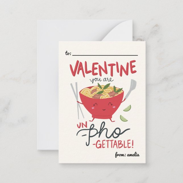 Classroom Valentine Card- Un-Pho-Gettable- White Mitteilungskarte (Vorderseite)