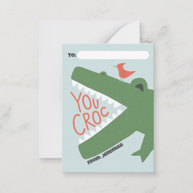 Classroom Valentine Card- You Croc Mitteilungskarte (Vorderseite)