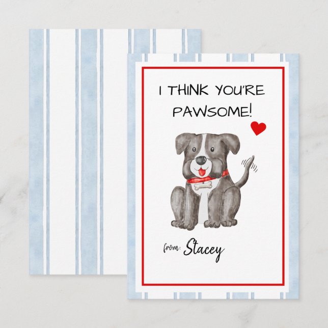 Classroom Valentine "I think you're Paw-some" (Vorne/Hinten)