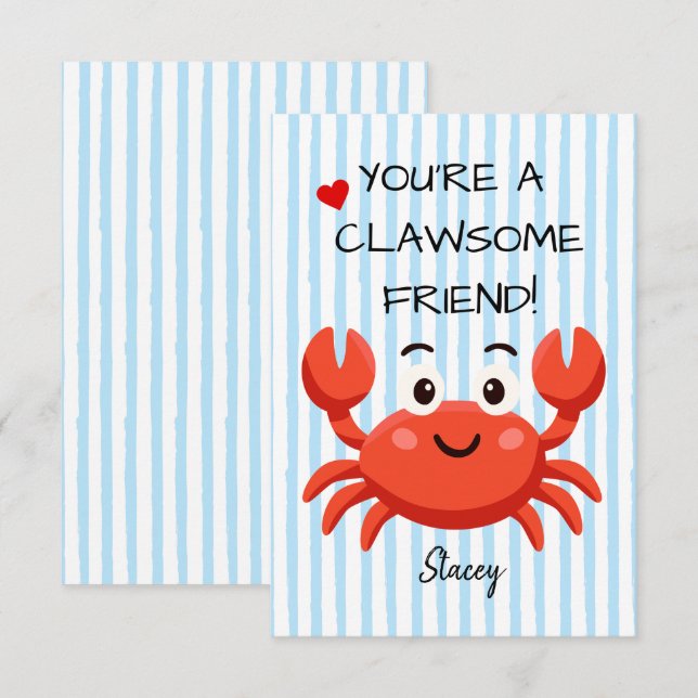 Classroom Valentine "You're a Clawsom Friend" (Vorne/Hinten)