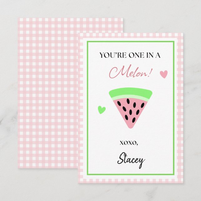 Classroom Valentine You're One in a Melon (Vorne/Hinten)