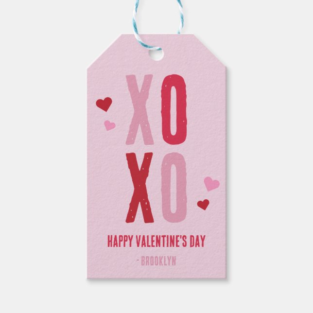 Classroom Valentines XOXO Einfaches Geschenk Tag Geschenkanhänger (Vorderseite)
