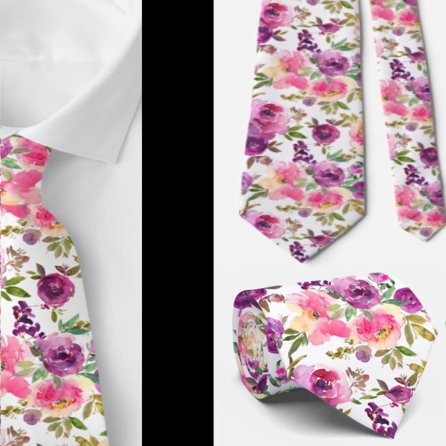 Classrosa Lila Watercolor Rose Neck Tie Krawatte (Von Creator hochgeladen)