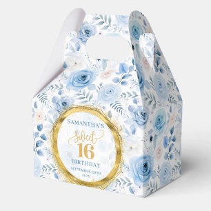 Classy 16 . Geburtstag Pastel Blue Gold Gastgesche Geschenkschachtel