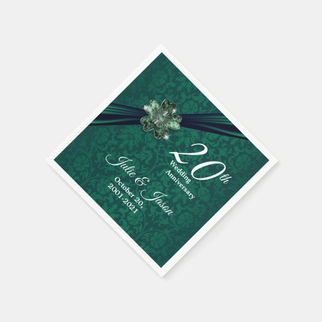 Classy 20. Emerald Wedding Jubiläum Serviette (Ecke)