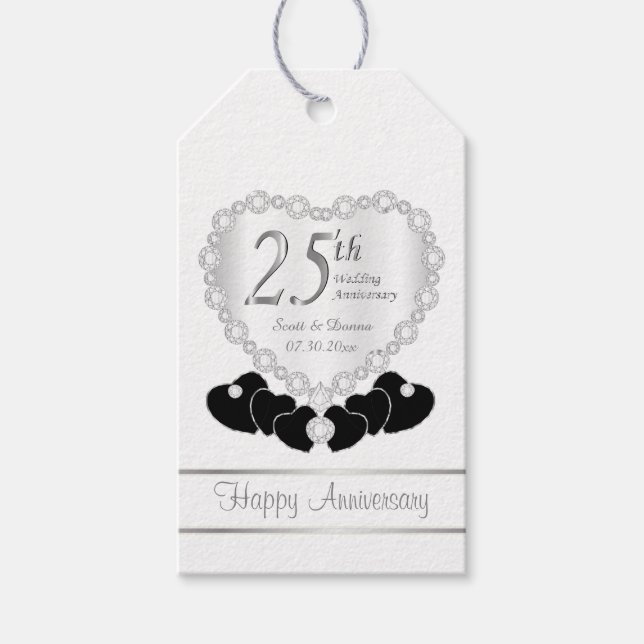 Classy 25. Silver Wedding Anniversary Geschenkanhänger (Vorderseite)