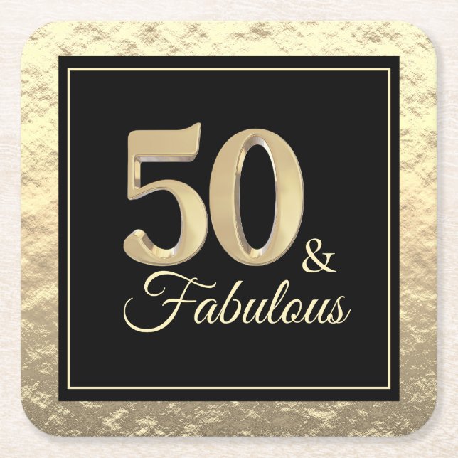 Classy 50 & Fabulous Gold Geburtstag Rechteckiger Pappuntersetzer (Vorderseite)