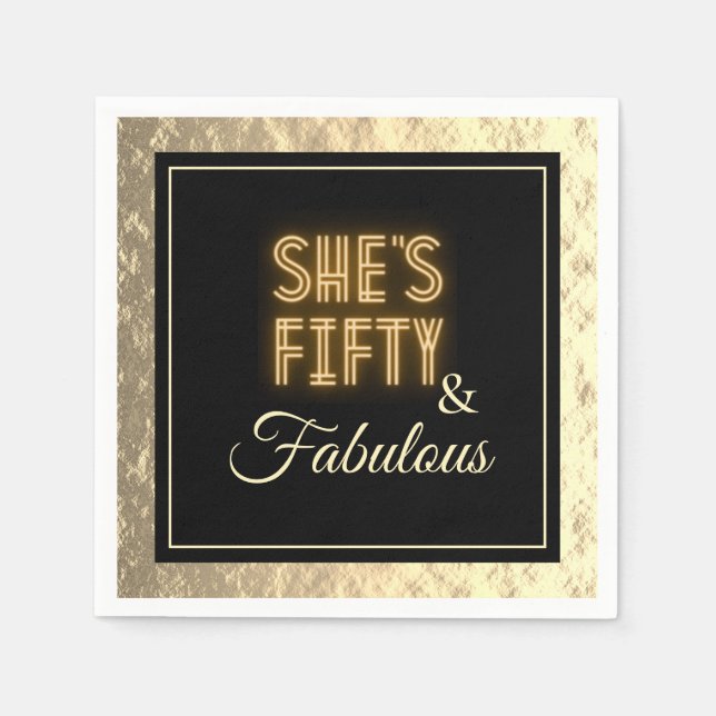 Classy 50 & Fabulous Gold Geburtstagsparty Serviette (Vorderseite)