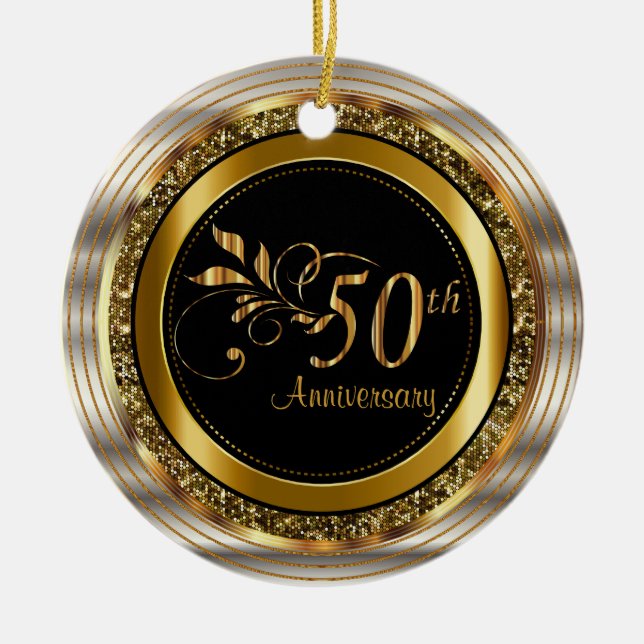 Classy 50. Goldenes Jahr Keramik Ornament (Vorne)