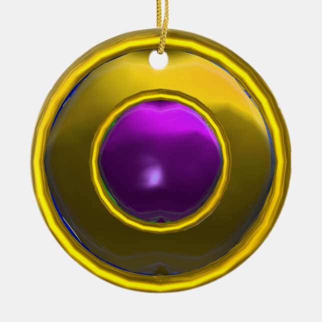 CLASSY AMETHYST UND TOPAZ GEM STEINE KERAMIKORNAMENT (Vorne)