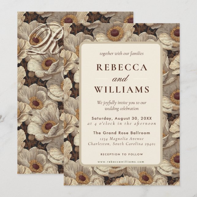 Classy Anemones Floral Backyard Wedding Einladung (Vorne/Hinten)
