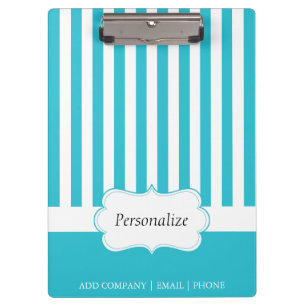 Classy Aqua Blue Stripes   DIY Text Klemmbrett