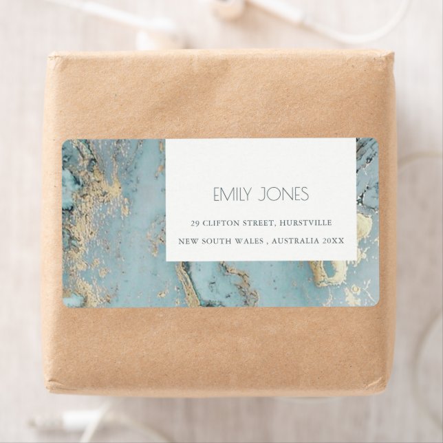 CLASSY AQUA DUSKY BLAUE GOLD AGATE MONOGRAM WEDD (Insitu)