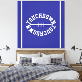 Classy Athletic TOUCHDOWN Stripes On Deep Blue Leinwanddruck