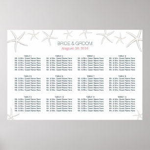Classy Beach Theme Starfish Hochzeitstabelle Poster