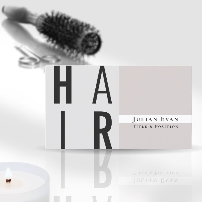 Classy Beige Hair Stylist Business Card Visitenkarte (Von Creator hochgeladen)
