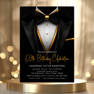 Classy Black and Gold Tuxedo Event Einladung