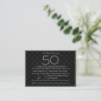 Classy Black and Gray zum Geburtstag einladen Begleitkarte