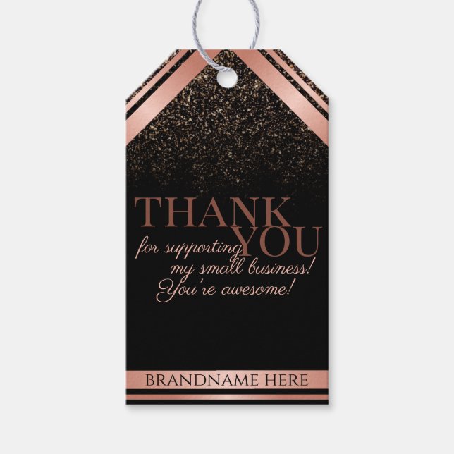 Classy Black and Rose Gold Packung Vielen Dank Gif Geschenkanhänger (Vorderseite)
