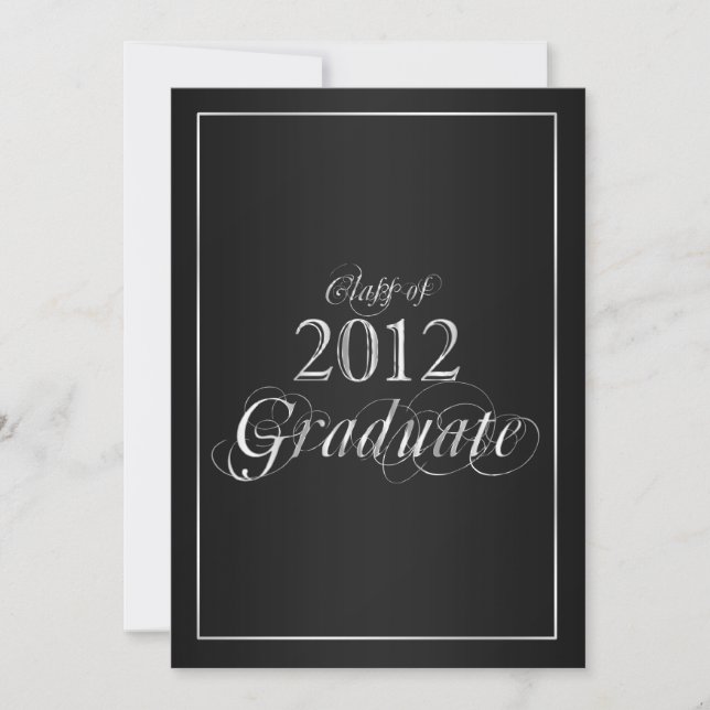 Classy Black and Silver 2012 Graduate Invitation Einladung (Vorderseite)