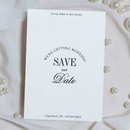 Classy Black and White Elegant Save the Date Card