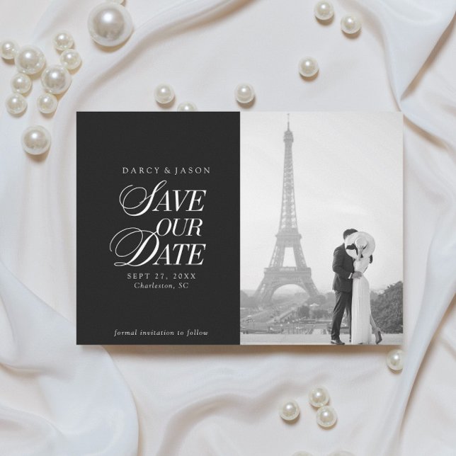 Classy Black and White Elegant Save the Date Card (Von Creator hochgeladen)