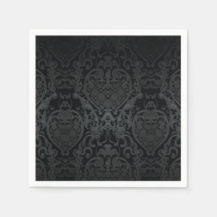 CLASSY BLACK BAROQUE WAPPEN PATTERN NAPKIN DESIGN SERVIETTE