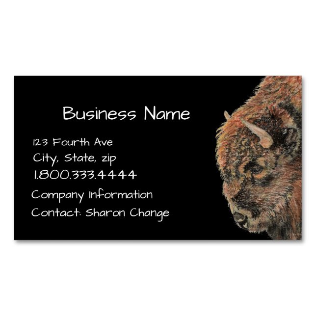 Classy Black Bison, Buffalo Business Card Magnetische Visitenkarte (Vorderseite)