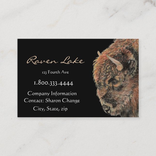 Classy Black Bison, Buffalo Business Card Visitenkarte (Vorderseite)