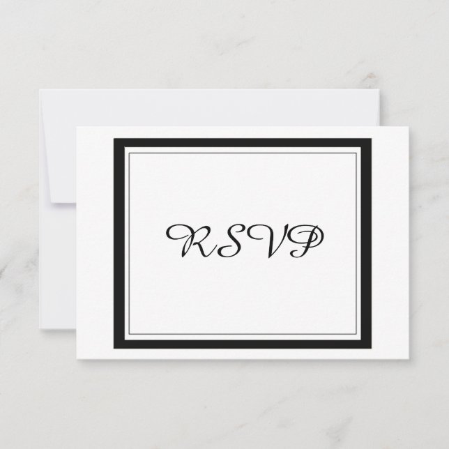 Classy Black Border Wedding RSVP Karte (Vorderseite)