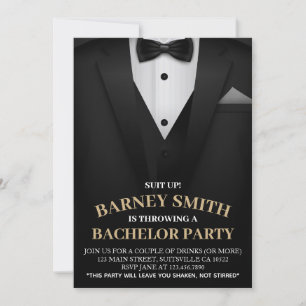 Classy Black Bow Krawatte Anzug Bachelor Party Ein Einladung